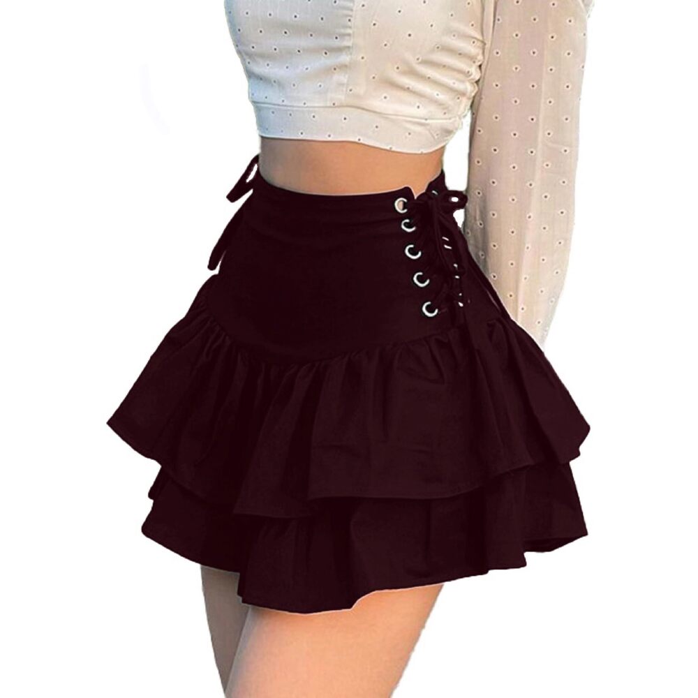 1514 Lace Up Ruffles Short Skirts Oversize Y2k Streetwear Harajuku Sexy